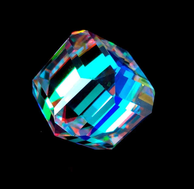 GRANDE scatola a forma di cubo di topazio mistico, bellissima pietra...