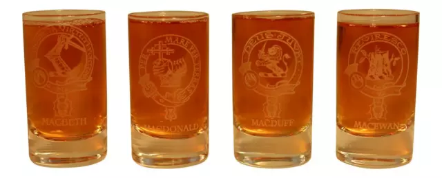 Glencairn Clan Crest Crystal Dram Tot Glass - MacBeth MacDonald MacDuff MacEwan