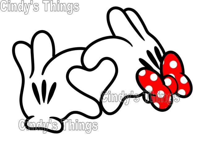Minnie Mouse Hands Heart T shirt Iron on Transfer 7x9- 5x6 -3x3 light fabric