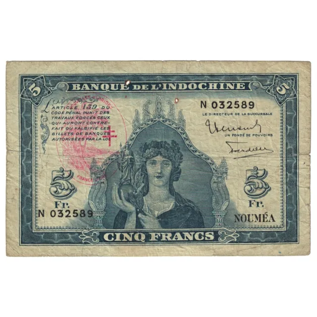 [#635097] Banknote, New Hebrides, 5 Francs, undated (1945), Undated (1945), KM:5
