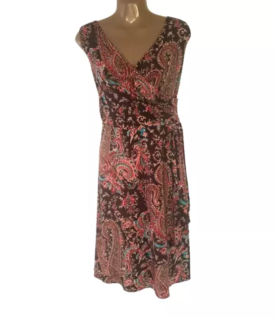 Lauren Ralph Lauren Dress Sleeveless Surplice Top Paisley Fit and Flare Size XL