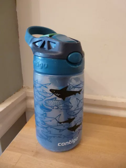 Contigo Gizmo Sharks Flip Autospout Kids Water Bottle with Straw 420ml