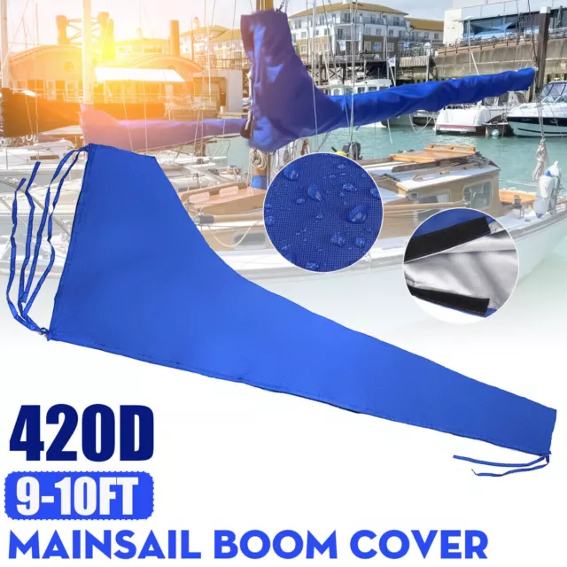 9ft-10ft Main Sail Boat Yacht Mainsail Boom Cover 420D Waterproof UV Resistant