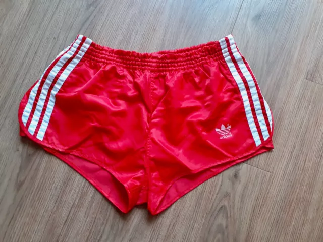 Adidas Sprinter Shorts Glanzshorts Sporthose Vintage Gr. 6/M rot/weiß