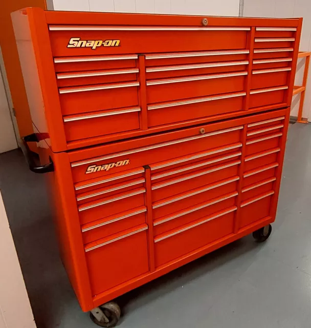 Snap-On red KRA 15 drawer top chest & 19 drawer roll cab