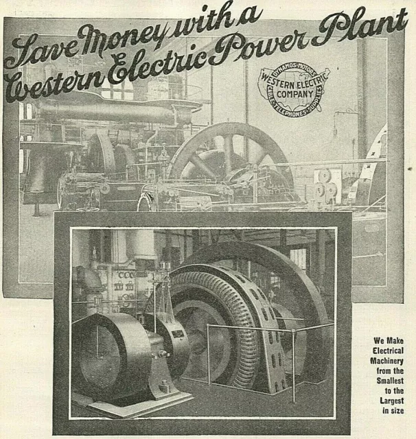 1908 Western Electric Power Plant Original Interior Factory "LOVE MONEY" Ad 5120