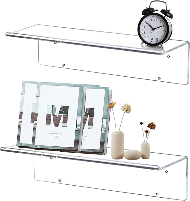 Likeu Clear Acrylic Floating Shelves Display Ledge,6Pcs Wall Mounted Storage She