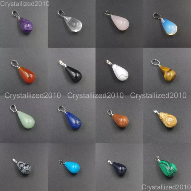 Natural Gemstones Drop Raindrop Reiki Chakra Healing Pendant Beads Assorted