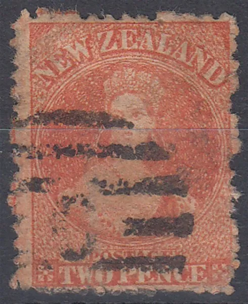 NEW ZEALAND 1873 QV FFQ 2d VERMILION PERF 12½ NO WMK SG#138 USED (ID:061/D63962)