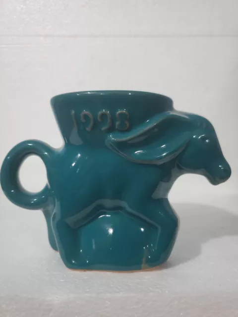 FRANKOMA: GOP MUG, 1998, donkey, TEAL blue, no names (not an Inaugural year)