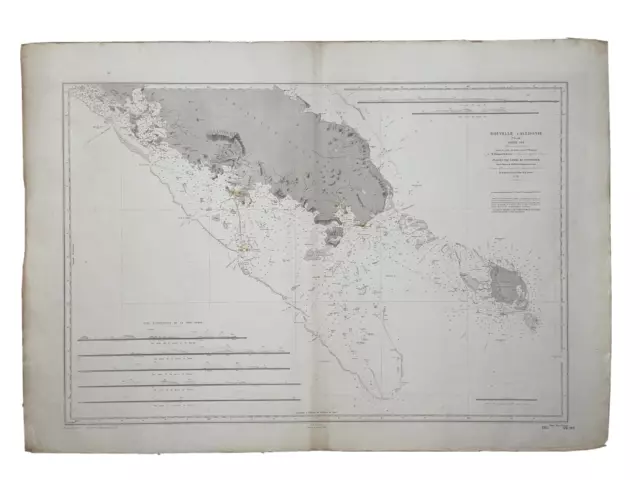 New Caledonia South Coast 1861 (1893) Very Large Antique Sea Chart