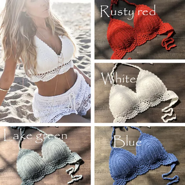 REGGISENO DONNA ALL'UNCINETTO pizzo cami serbatoio crop bralette top bralet  boho reggiseno spiaggia bikini UK EUR 13,97 - PicClick IT