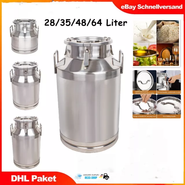 Misney® Milchkanne Edelstahl Milchkrug Milch Transportkanne Milchbehälter