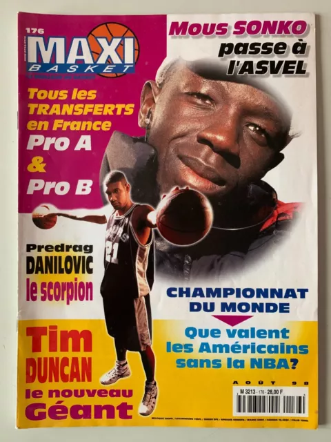 Maxi Basket N°176 Aout 1998 Mous Sonko Asvel - Tim Duncan - Predrag Danilovic