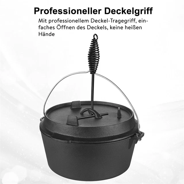Dutch Oven Feuertopf Gusstopf Kochtopf Gusseisen Potjie Camping Kochgeschirr 5