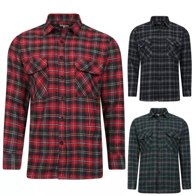 Mens Cotton Shirts Long Sleeve Flannel Shirt Xxl Overshirt Lumberjack Checkwork