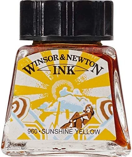 Tinta de dibujo Windsor & Newton botella de 14 ml amarillo sol