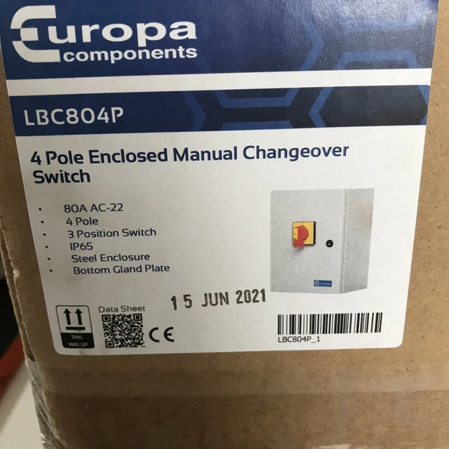 Europa Components interruttori di sostituzione manuale chiusi 4 poli 80a
