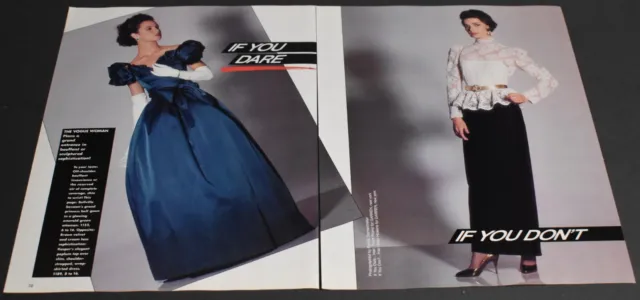 1983 Print Ad Sexy Heels Long Legs Fashion Lady Brunette Dress if you dare art
