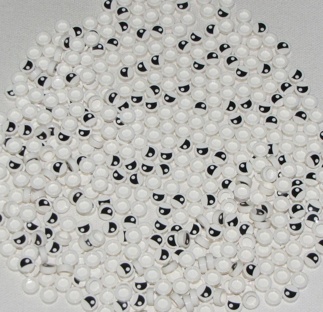 Lego Sac en Vrac Lot De 500 Blanc et Noir 1 X 1 Rond Tuiles Avec Oeil Motif