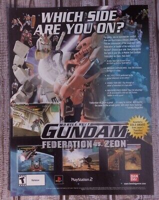 Mobile Suit Gundam Federation vs. Zeon PS2 2002 Vintage Print Ad/Poster Official
