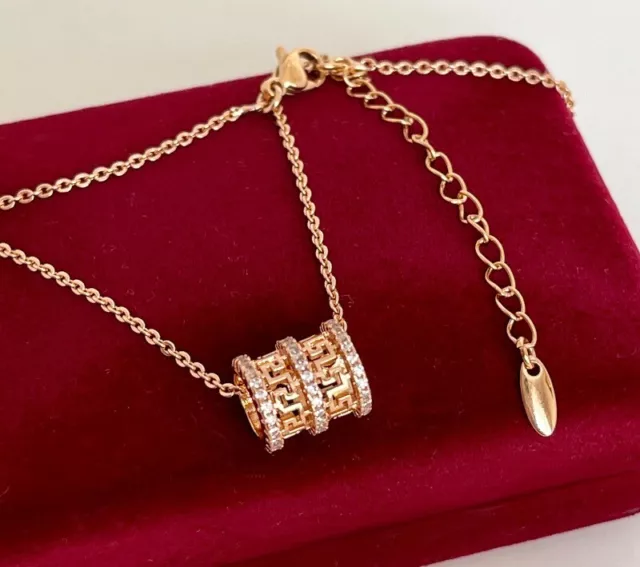 Luxus Halskette mit Anhänger Collier Zirkonia Kristalle 750er Gold 18K vergoldet