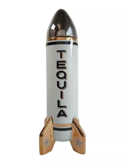 JONATHAN ADLER White & Gold Porcelain Rocket Tequila Decanter One Size NEW