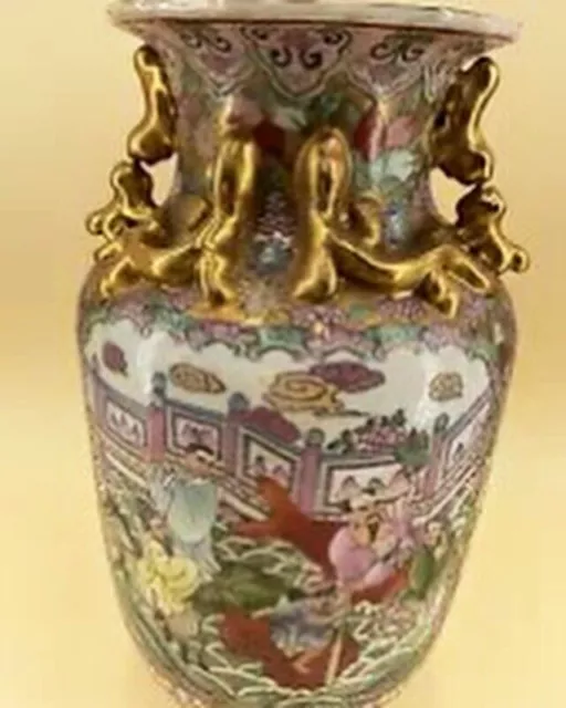 Chinese enamelled ceramic vase 19th century high 37cm good condition