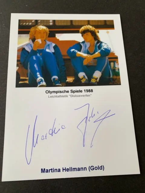 MARTINA HELLMANN Olympiasiegerin 1988 Diskus signed Foto 10x14 Autogramm