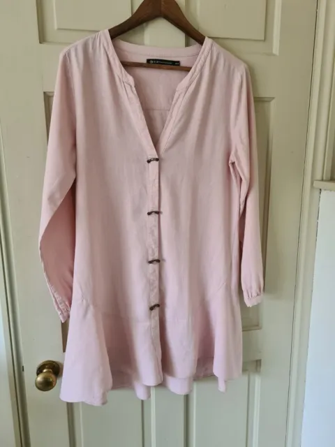 Vix Paula Hermanny Pink Linen Beach Dress Size Medium UK 10-12