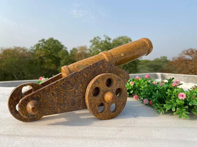gemsindia Antique Cannon Barrel Gorgeous Hand Carved Model Natural Marium Jasper