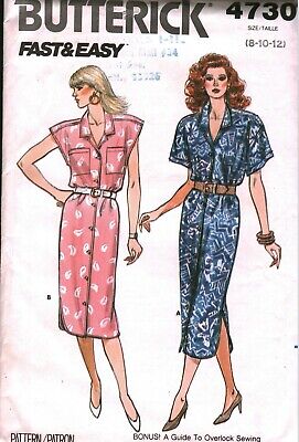 4730 UNCUT Butterick SEWING Pattern Misses Very Loose Fitting Button Front Dress