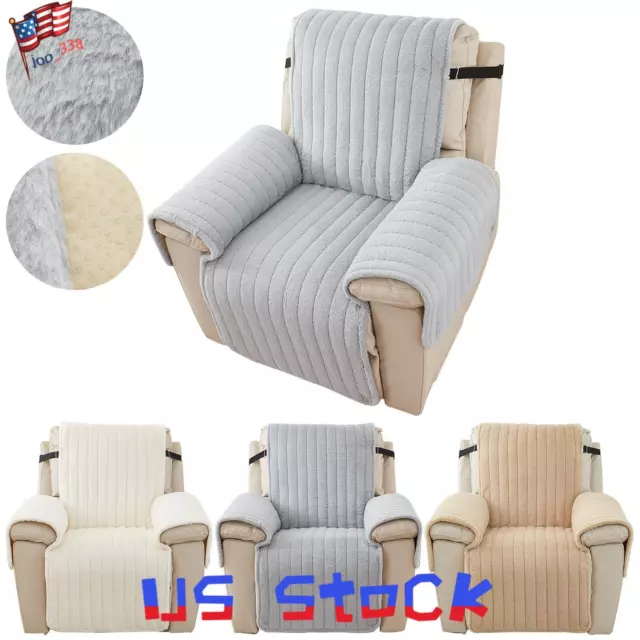 Plush Quilted Anti-Slip Recliner Arm Chair Seat Cover Home Room Mat Slipcover US