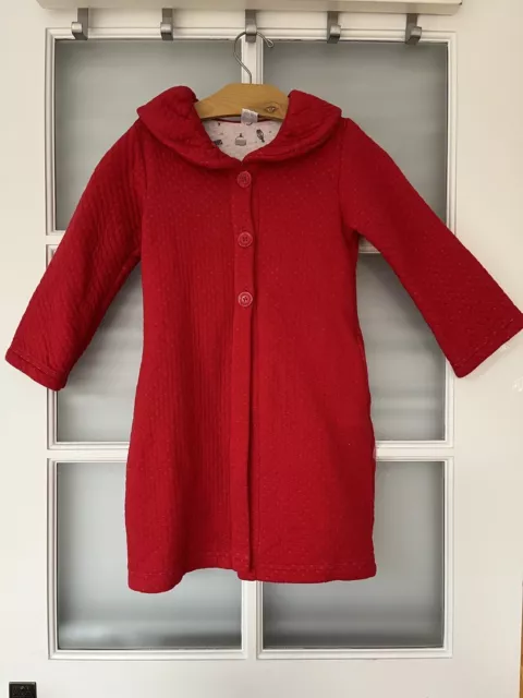 PETIT BATEAU Red Girls Robe De Chambre Quilted House coat  6 Ans Years 114cm 6T