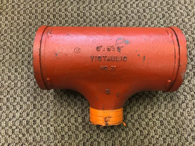 Victaulic  No.29 6 x 6 x 3 in. Grooved Ductile Iron Tee, Tee Threaded