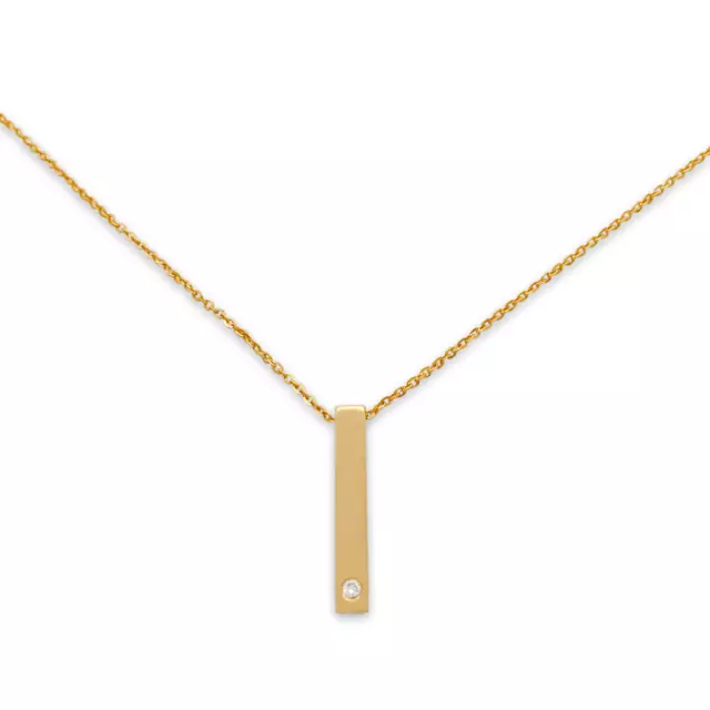 Diamond Vertical Bar Pendant 14K Solid Gold Excellent Finish Necklace For Women.