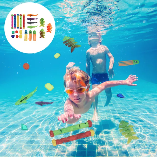 21 Pcs Diving Treasure Hunting Toys Plastic Toddler Light up Dive Pool for Kids