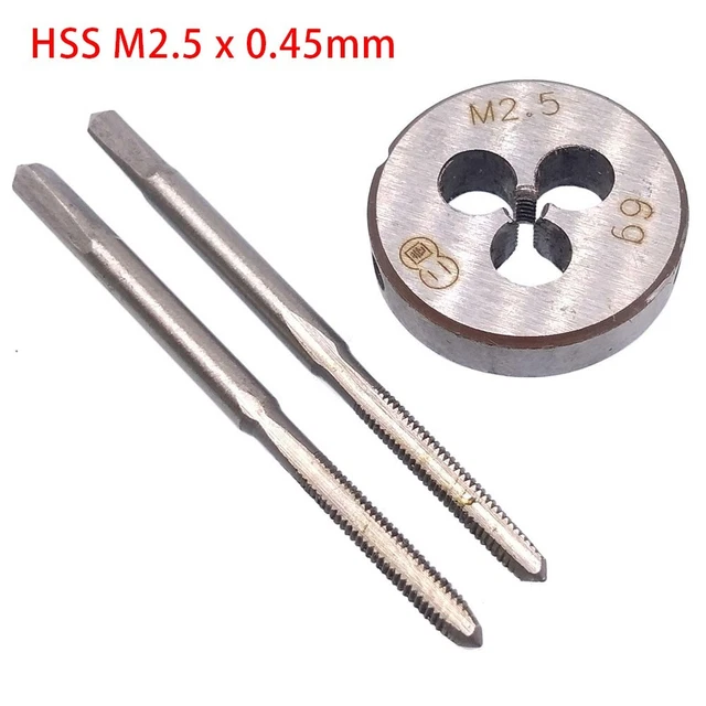 HSS M2.5 X 0.45mm Taper & Plug-Tap & M2.5 X 0.45mm Die Metric Thread Right Hand