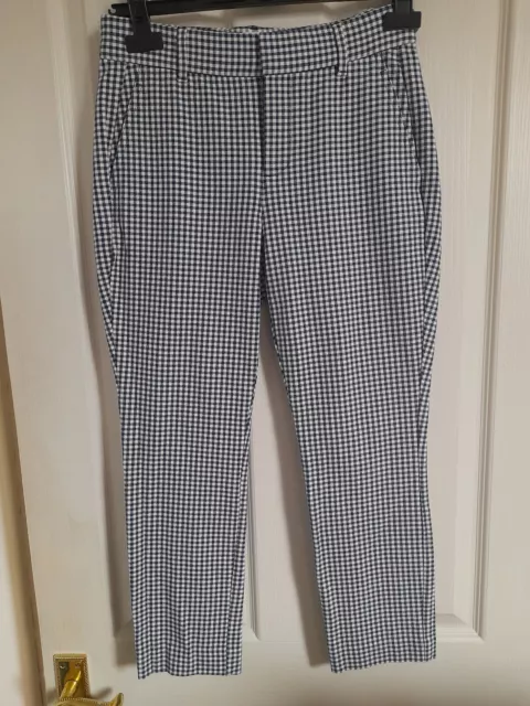 GAP NAVY White Gingham Check Crop Slim Trousers Ankle Grazer Sz 8 Retro 1950s 8.00 PicClick UK