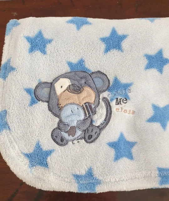 PRIMARK EARLY DAYS Cot/Pram Blanket Cuddle Me Close Monkey & Stars 39"x33" £18.99