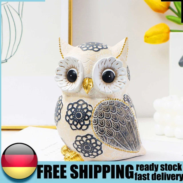 Resin Owl Animal Statue Handmade Cute Animal Figurine Home Decor for Living Room