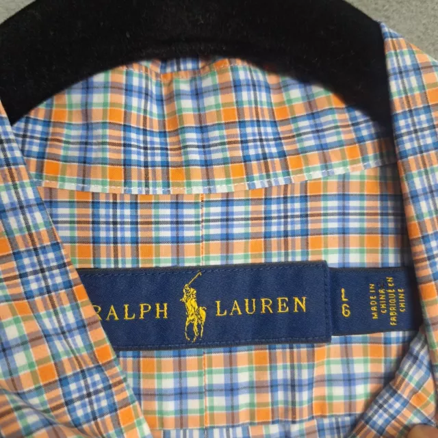 Polo Ralph Lauren shirt mens large orange blue green plaid long sleeve