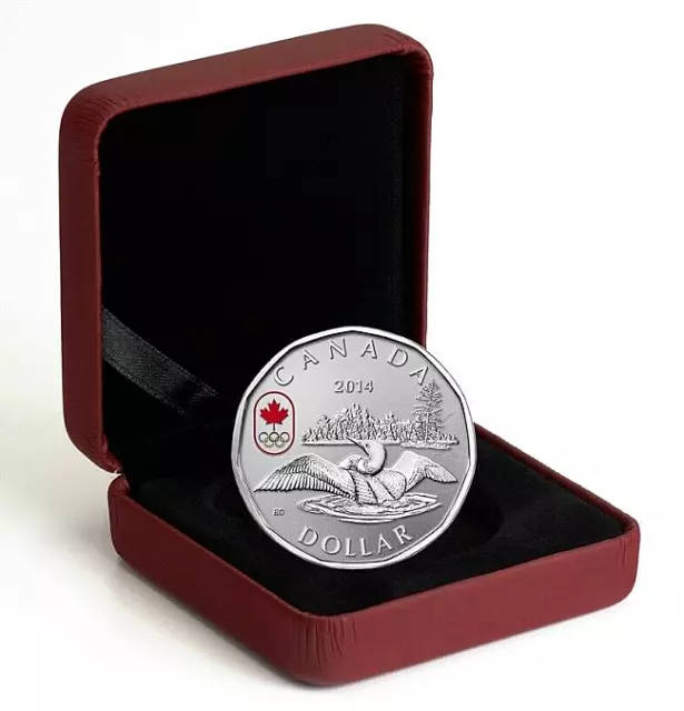 2014 Canada Sochi Winter Olympic Games Lucky Loonie $1 Silver Colored Coin UNC 2014 Canada Sochi Winter Olympic Games Lucky Loonie $1 Silver Colored Coin UNC