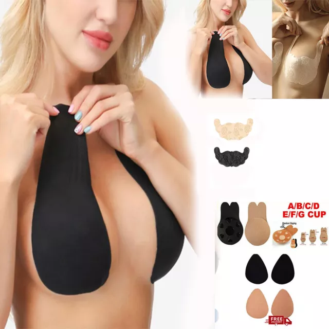 Women Cup Bra Thin Invisible Silicone Breast Pads Boob Lift Tape Nipple Cov AU