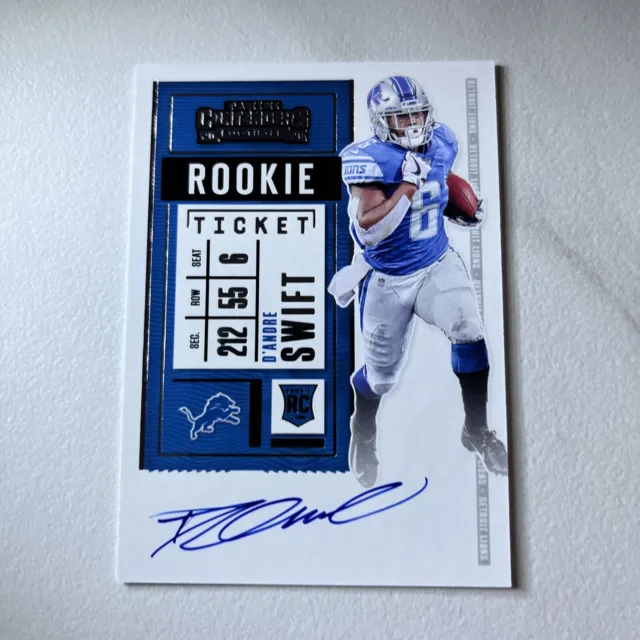2020 Panini Contenders ROOKIE TICKET #115 D'Andre Swift Detroit Lions RC AUTO