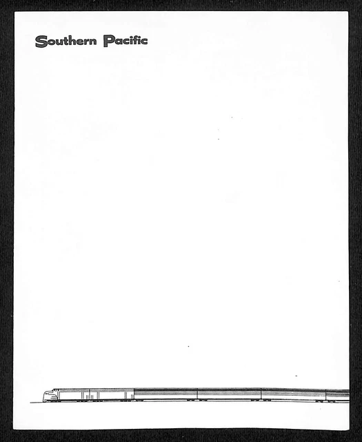 Southern Pacific Railroad Unused Stationary Folded 6 5/8" x 10 5/8" Sheet