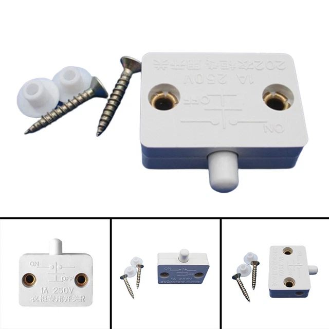 GTIWUNG 12 Pièces Interrupteurs De Porte D'Armoire Tactiles Noir & Blanc - 250V 1A Pour Éclairage Automatique Placard Et Garde-robe