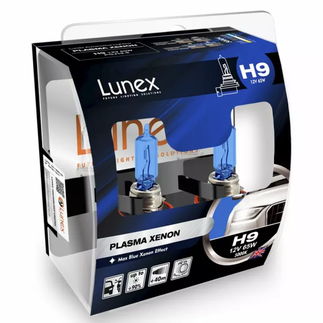 LUNEX 5000K Headlight Halogen Bulbs PLASMA XENON H9 12V 65W PGJ19-5 Twin