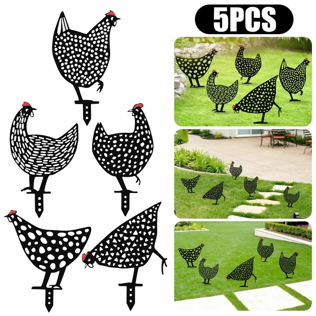5PCS Chicken Yard Art Garden Backyard Lawn Stakes Acrylic Hen Yard Decor Easter