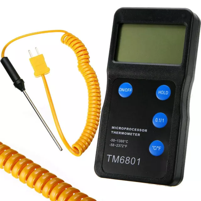 Digital Thermometer -50 bis +1300°C Typ K Temperatur Fühler Messgerät + Sonde CE